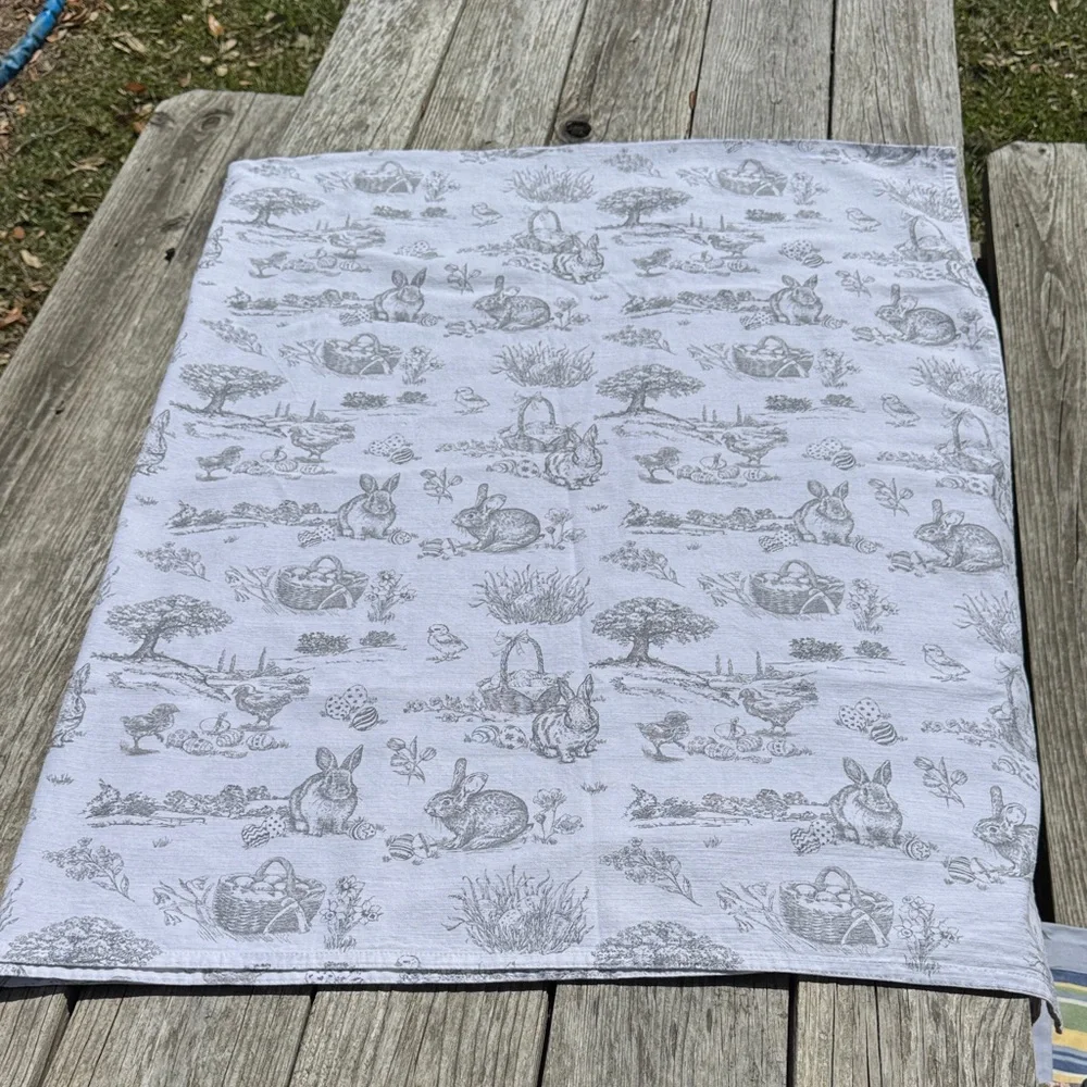 Easter Rabbit Animal Toile Print 60”x70” Tablecloth